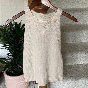 Marled Cream Knit Sweater Top Vest